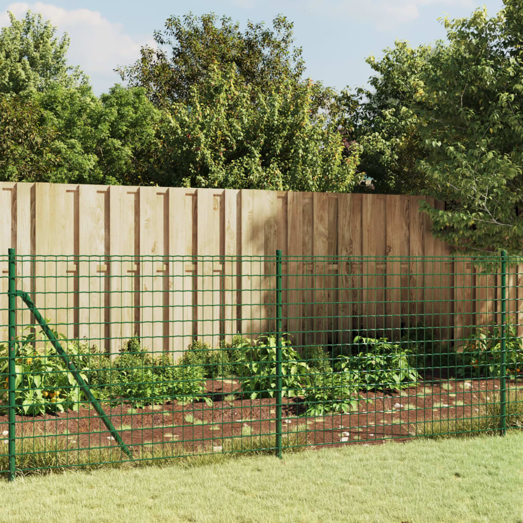 vidaXL Drôtený plot s kotviacimi hrotmi zelený 1x10 m