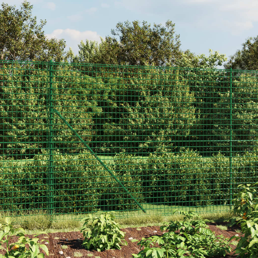 vidaXL Drôtený plot s kotviacimi hrotmi zelený 1,4x10 m