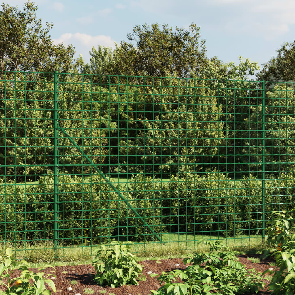vidaXL Drôtený plot s kotviacimi hrotmi zelený 1,6x10 m