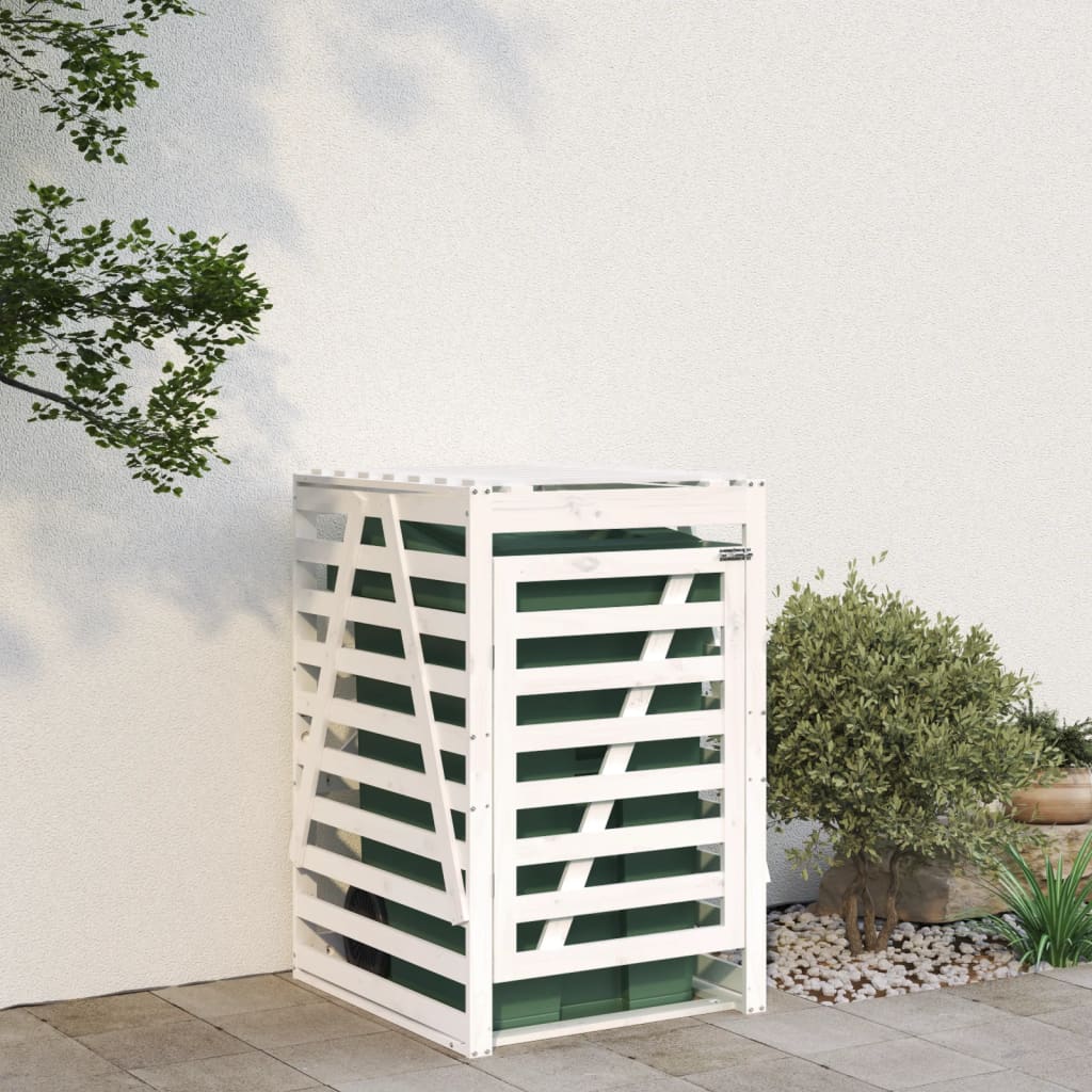 vidaXL Úložný box na odpadkový kôš, biely 84x90x128,5 cm, borovica