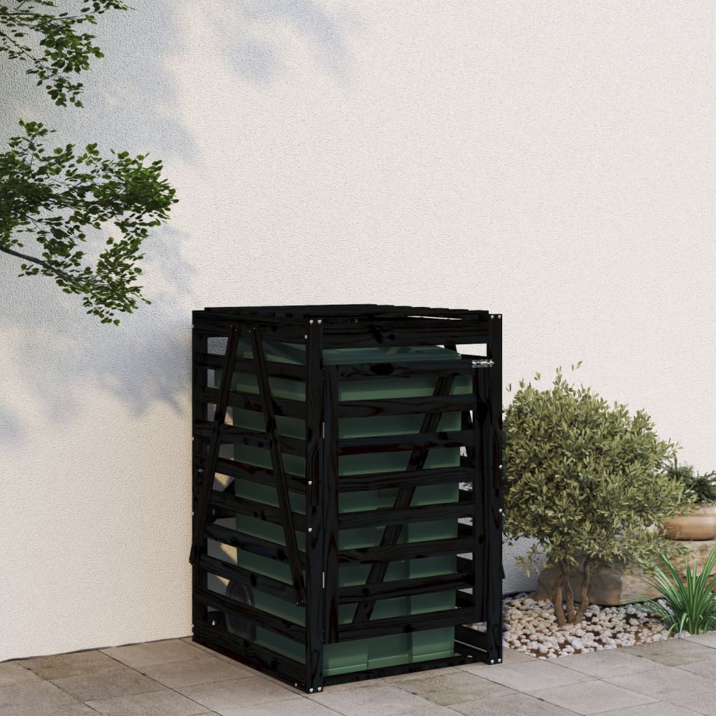 vidaXL Úložný box pre odpadkový kôš čierny 84x90x128,5 cm borovica