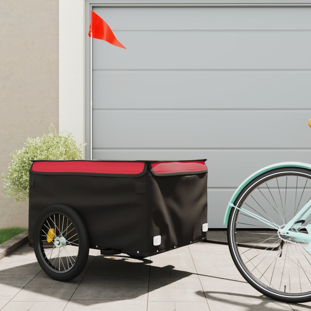 vidaXL Vozík za bicykel, čierno červený 45 kg, železo