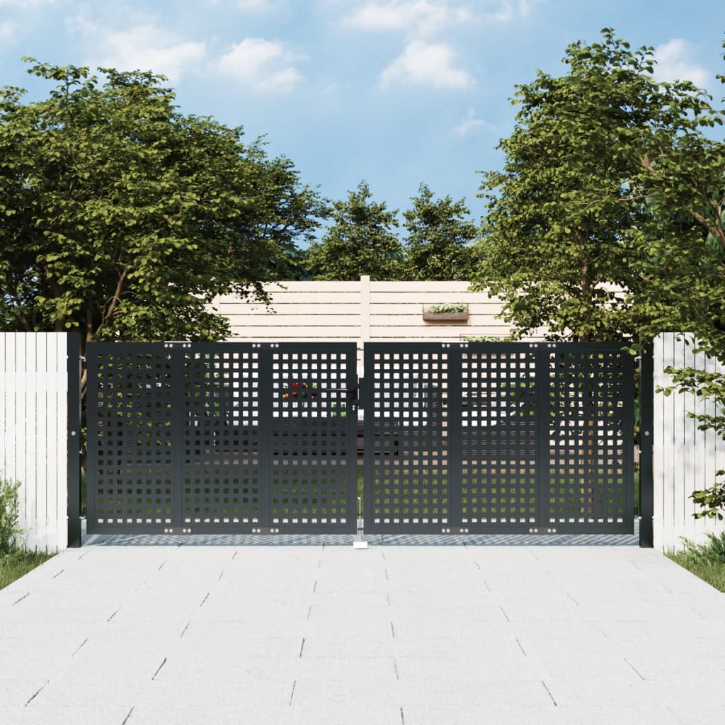 vidaXL Záhradná brána antracitová 300x125 cm oceľ