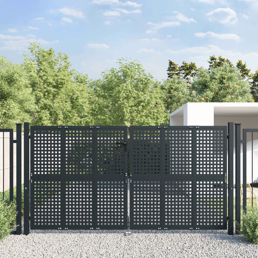 vidaXL Záhradná brána antracitová 300x175 cm oceľ