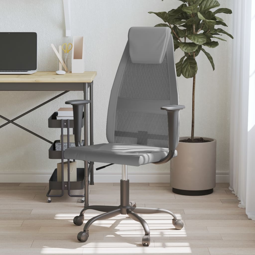 vidaXL Kancelárska stolička, nastaviteľná výška, sivá látka+umelá koža