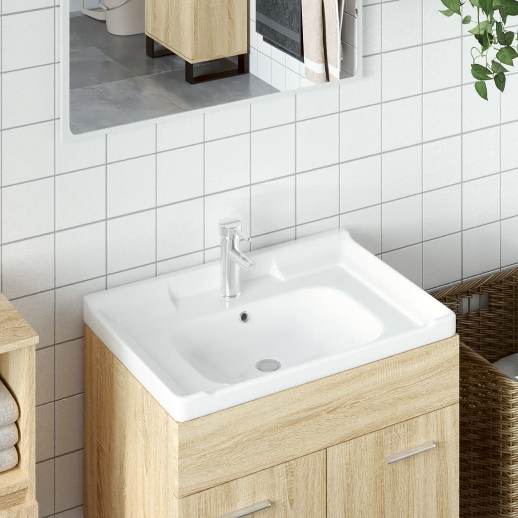 vidaXL Kúpeľňové umývadlo biele 71x48x23 cm obdĺžnikové keramické