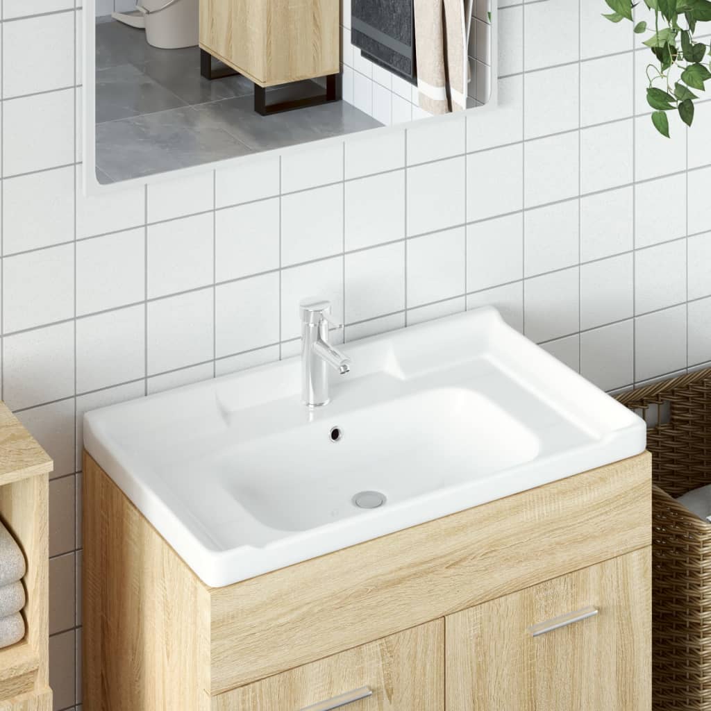 vidaXL Kúpeľňové umývadlo biele 81x48x23 cm obdĺžnikové keramické