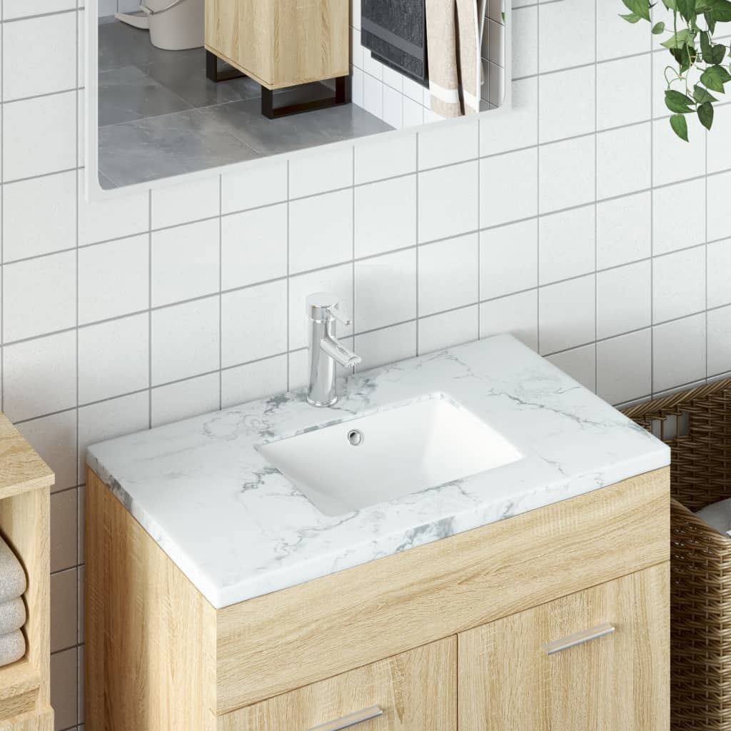 vidaXL Kúpeľňové umývadlo biele 36,5x32x15,5 cm obdĺžnikové keramické