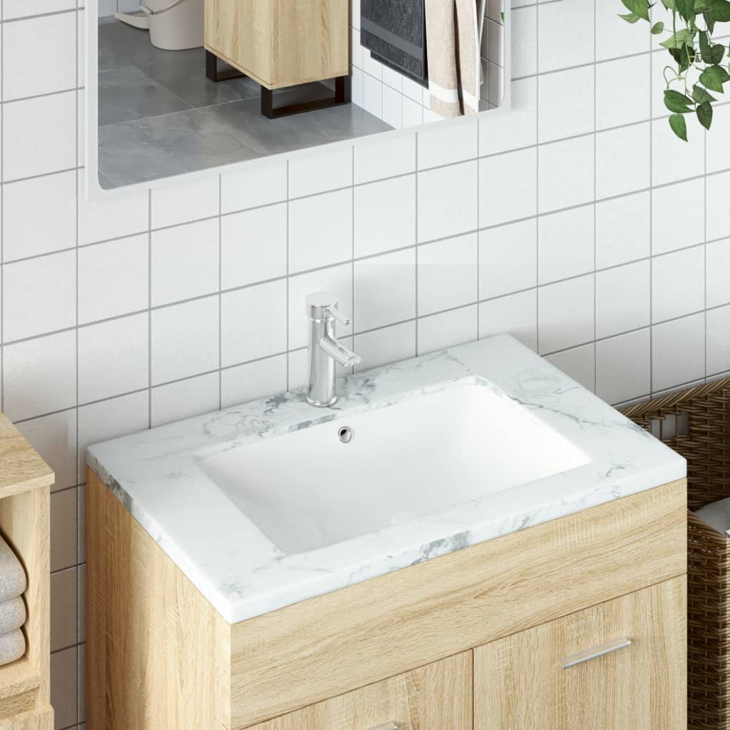 vidaXL Kúpeľňové umývadlo biele 60x40x21 cm obdĺžnikové keramické