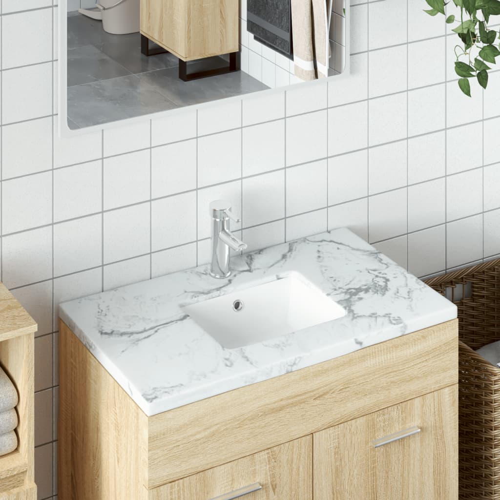 vidaXL Kúpeľňové umývadlo biele 36x31,5x16,5 cm obdĺžnikové keramické