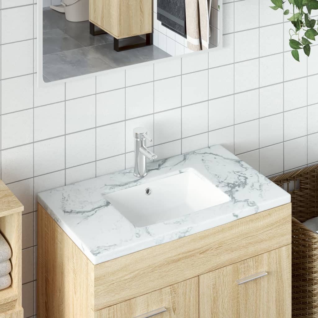 vidaXL Kúpeľňové umývadlo biele 50x40,5x18,5 cm obdĺžnikové keramické