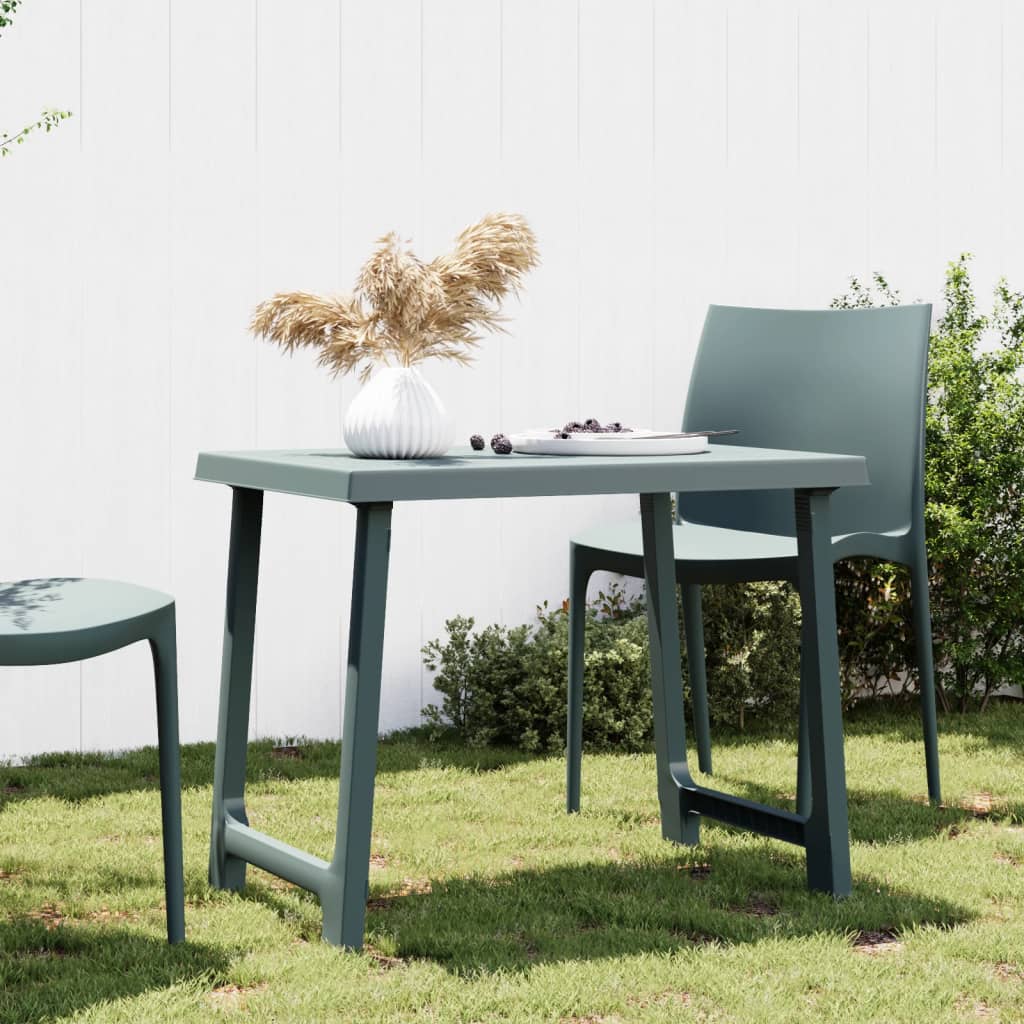 vidaXL Kempingový stôl zelený 79x56x64 cm PP drevený vzhľad