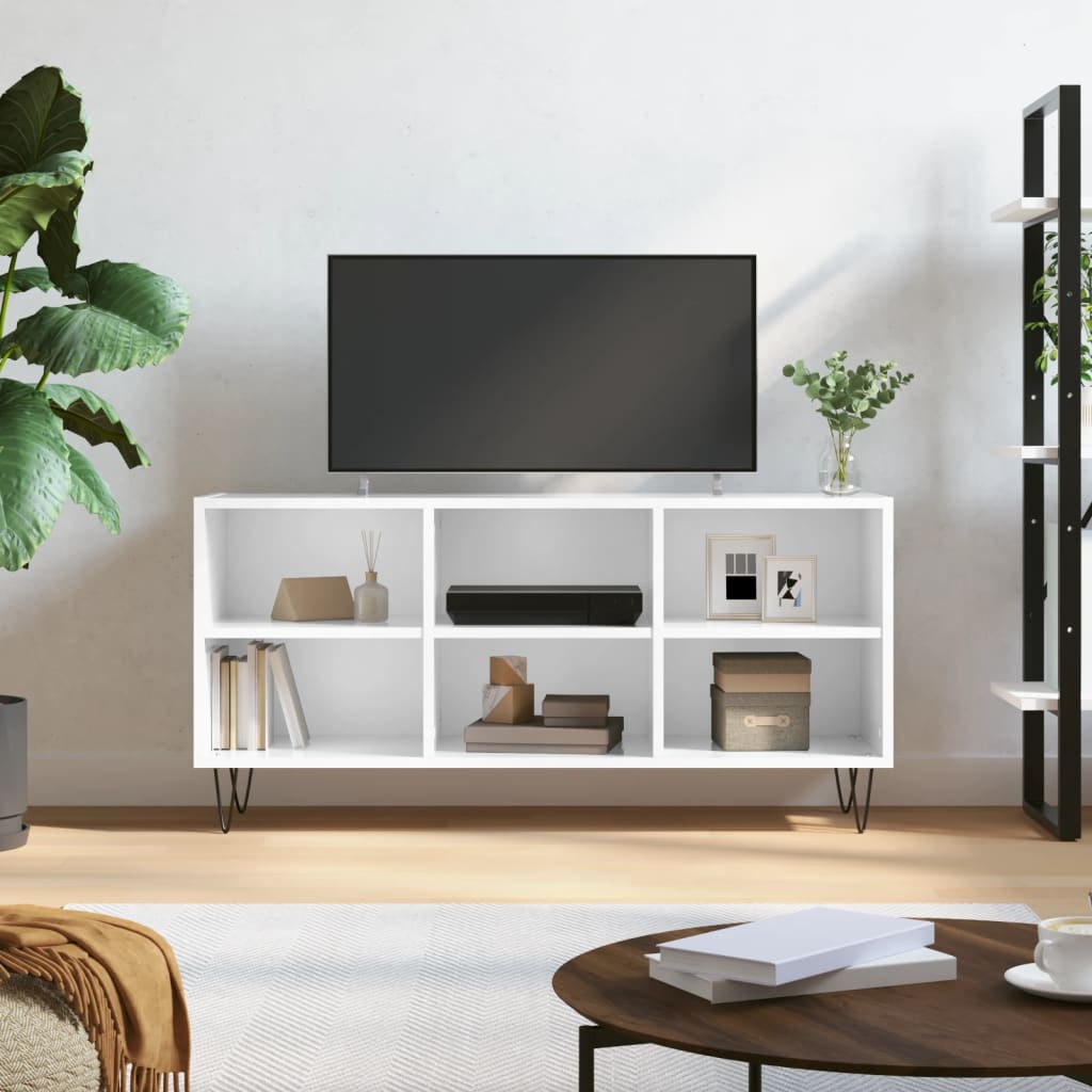 vidaXL TV skrinka lesklá biela 103,5x30x50 cm kompozitné drevo