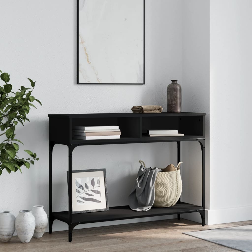 vidaXL Konzolový stolík čierny 100x30,5x75 cm kompozitné drevo