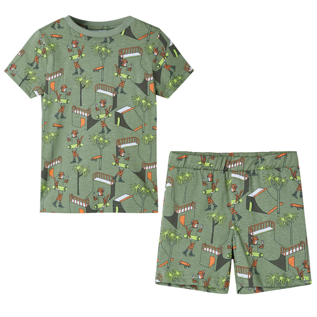 Detské pyžamo s krátkymi rukávmi svetlé kaki 116