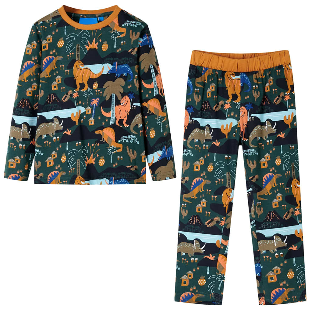 Detské pyžamo s dlhými rukávmi tmavozelené 104