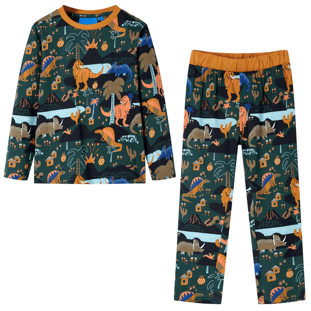Detské pyžamo s dlhými rukávmi tmavozelené 128