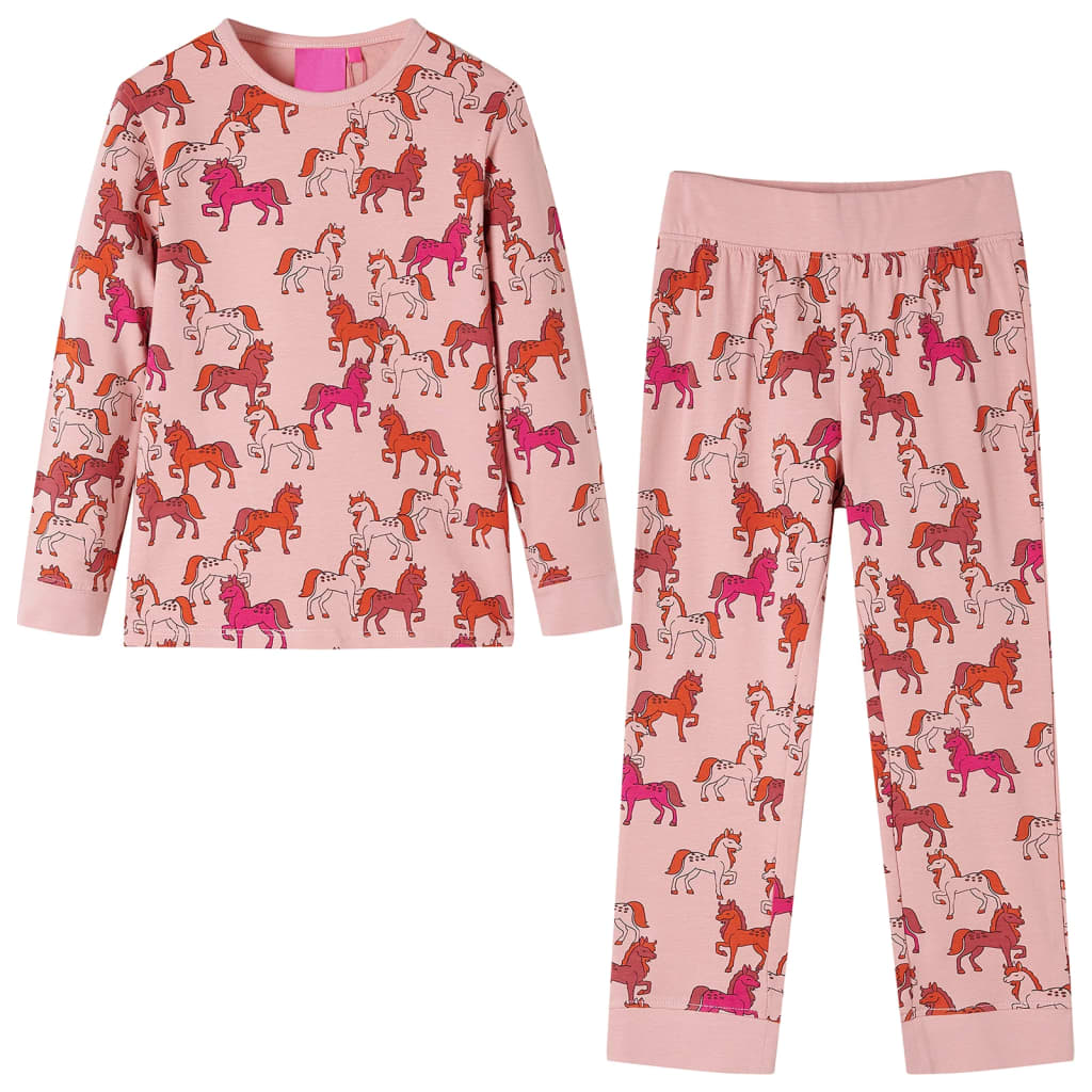 Detské pyžamo s dlhými rukávmi svetloružové 116