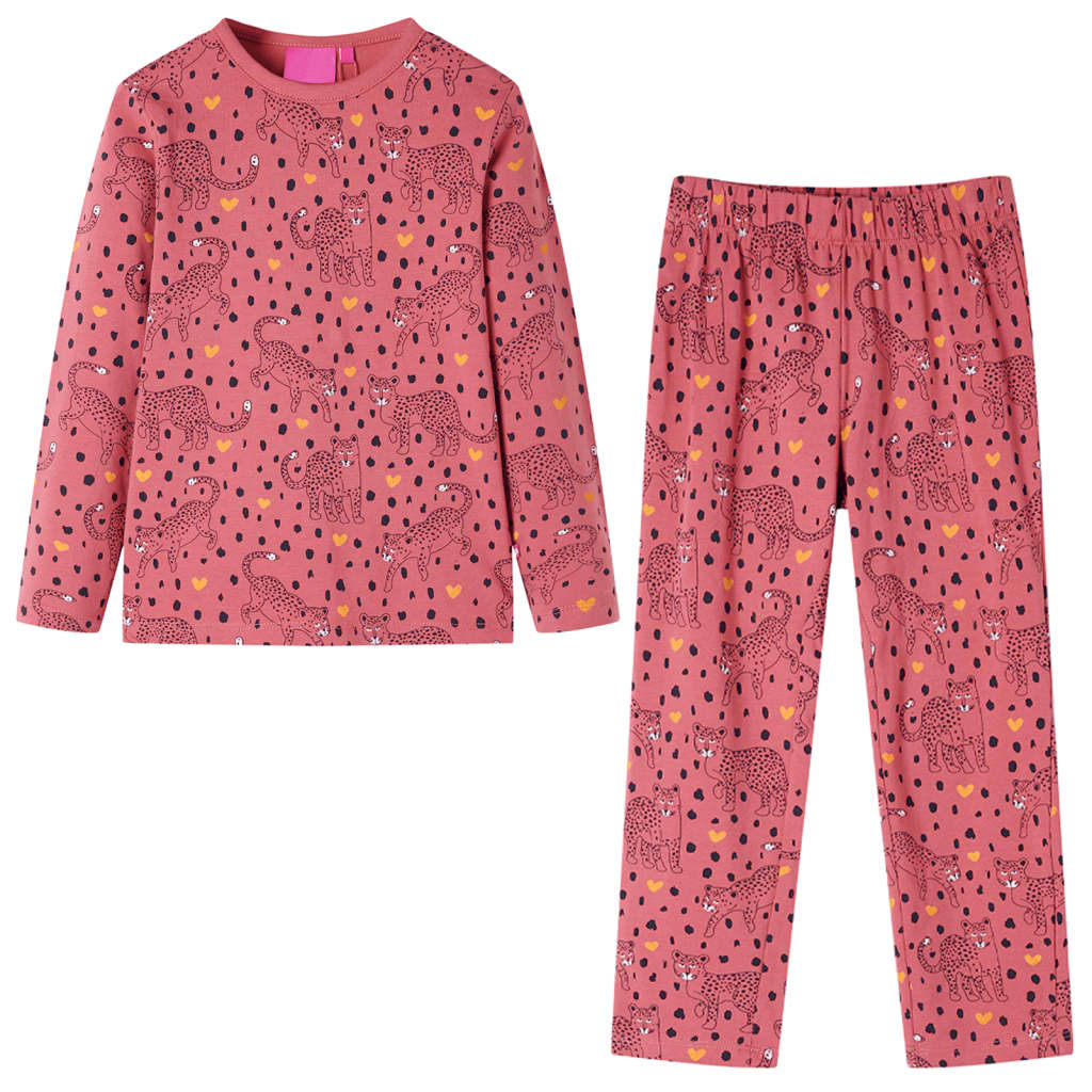 Detské pyžamo s dlhými rukávmi tmavoružové 116