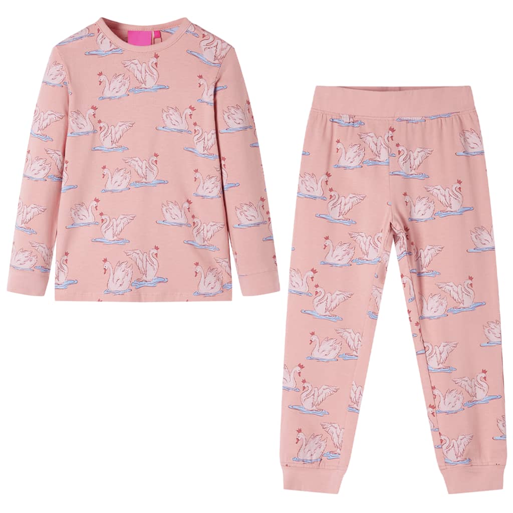 Detské pyžamo s dlhými rukávmi svetloružové 116