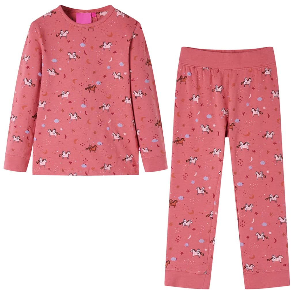 Detské pyžamo s dlhými rukávmi tmavoružové 104