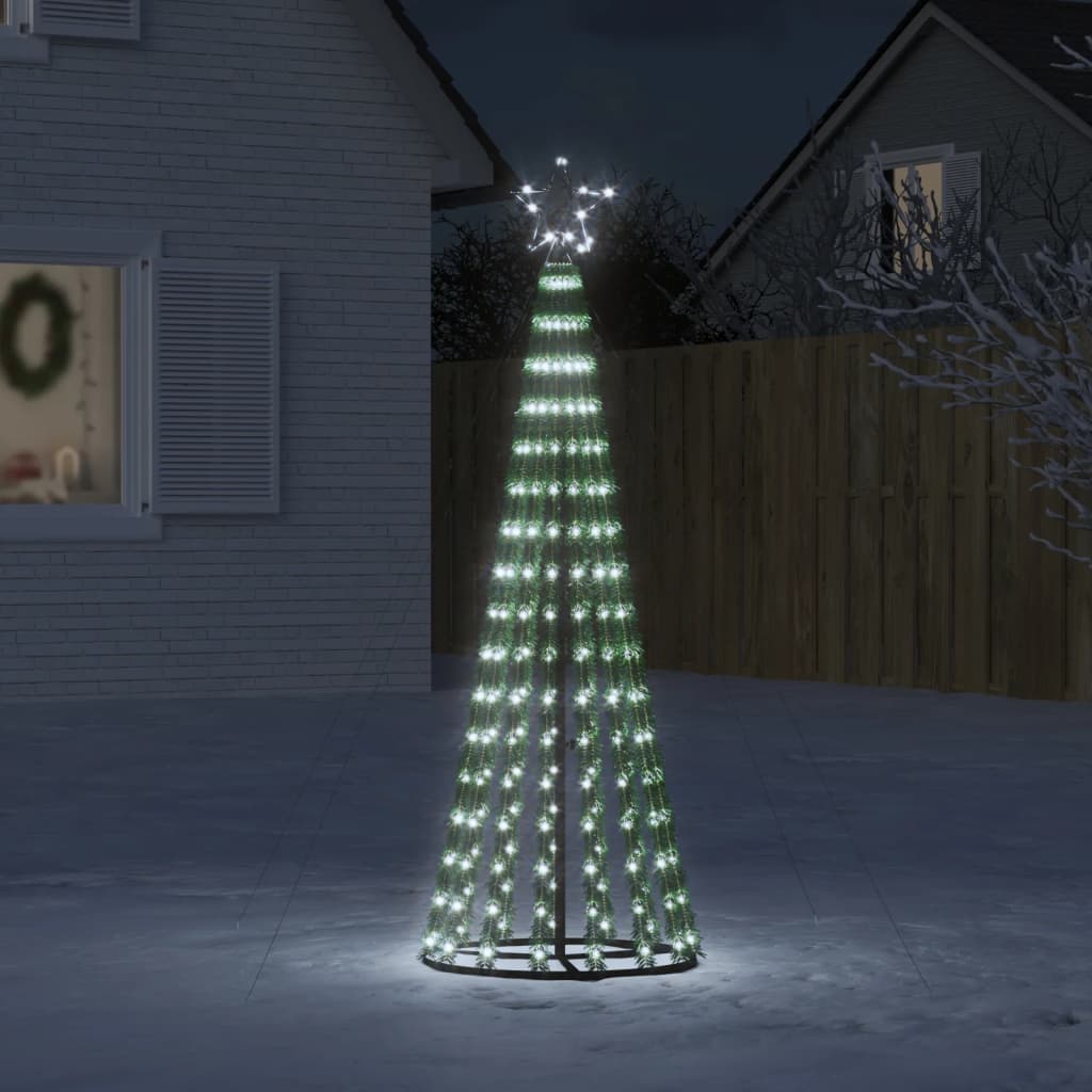 vidaXL Vianočný stromček svetelný kužeľ 275 LED studený biely 180 cm