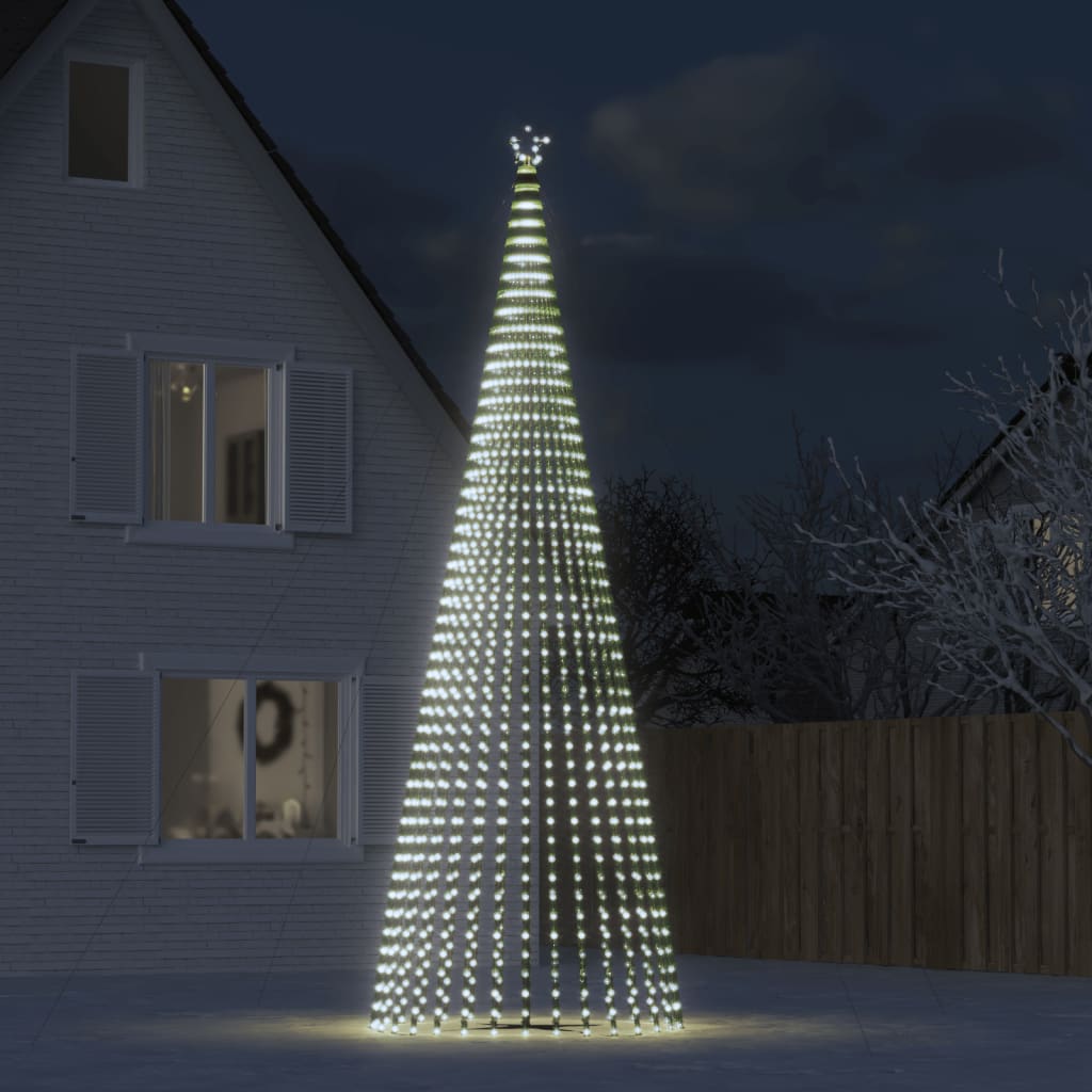 vidaXL Vianočný stromček svetelný kužeľ 1544 LED studený biely 500 cm