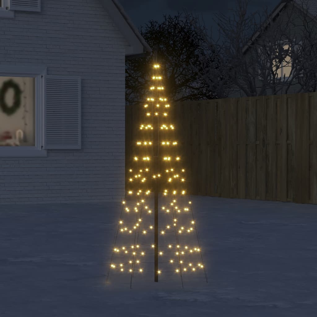 vidaXL Svetlo na vianočný stromček na stožiar 200 LED tep.biele 180 cm