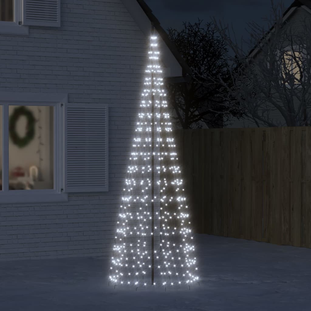 vidaXL Svetlo na vianočný stromček na stožiar 550 LED stud.biele 300cm