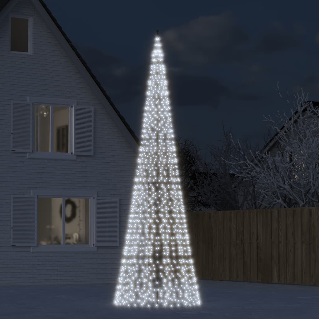 vidaXL Svetlo na vianočný stromček na stožiar 1534LED stud.biele 500cm