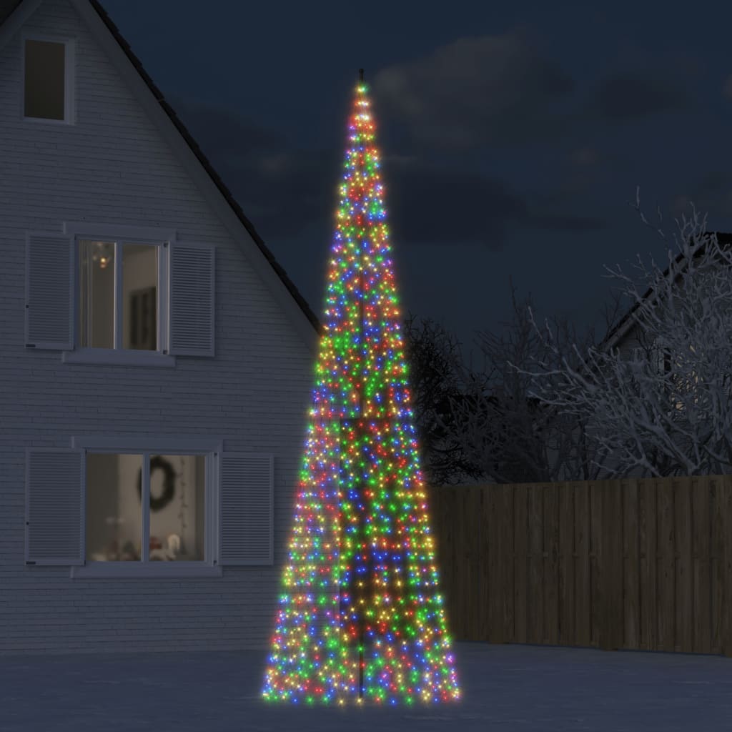 vidaXL Svetlo na vianočný stromček na stožiar 1534 LED farebné 500 cm