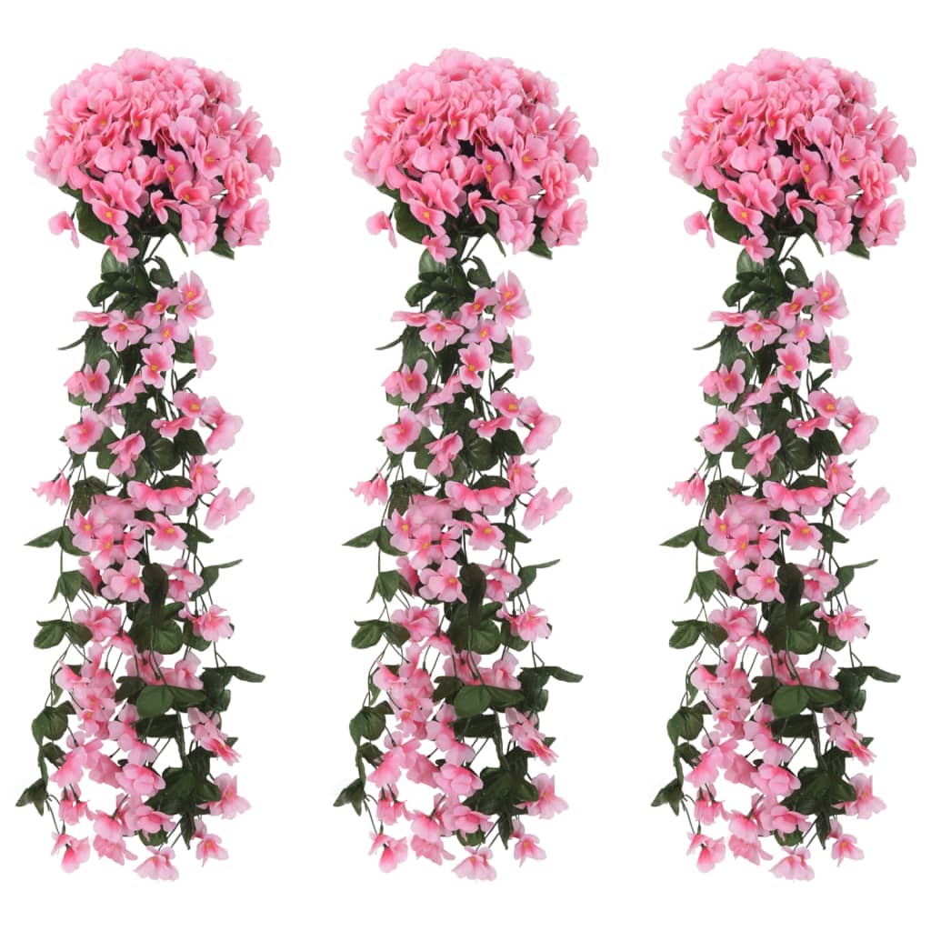 vidaXL Umelé kvetinové girlandy 3 ks ružová 85 cm