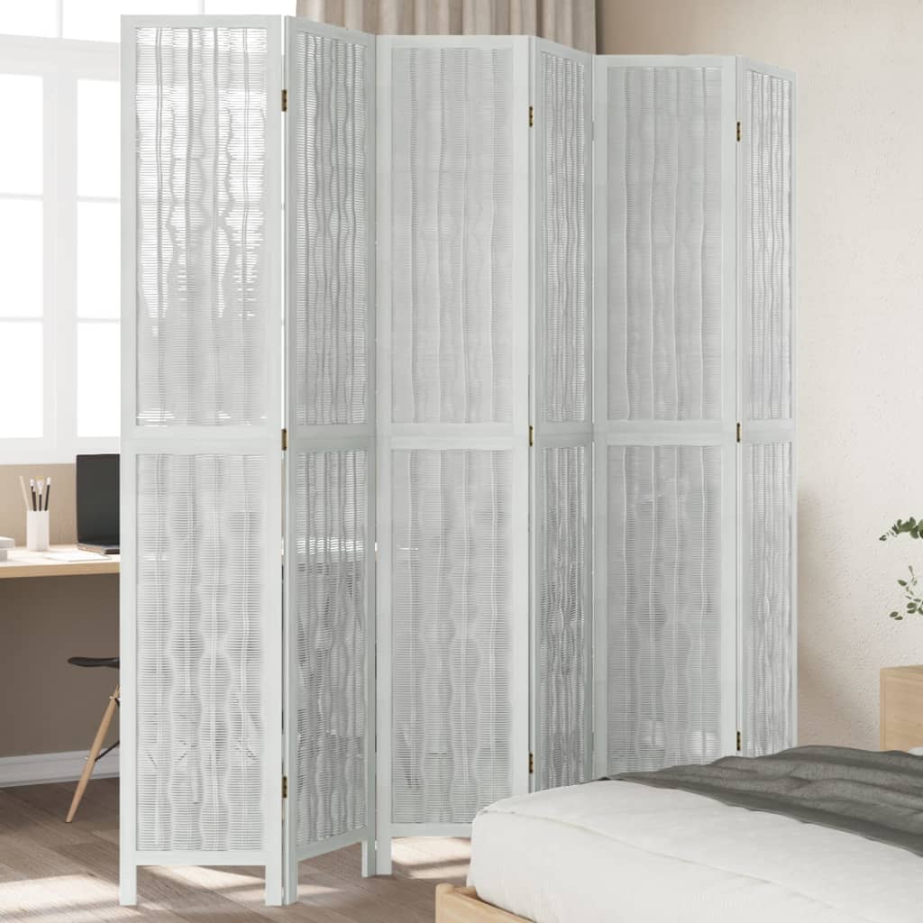 vidaXL Paraván 6 panelov biely masívne drevo paulovnie