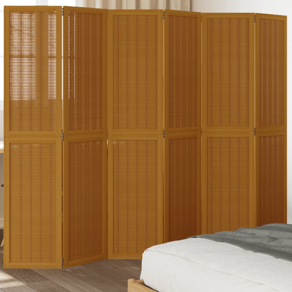 vidaXL Paraván, 6 panelov, hnedý, masívne drevo paulownie
