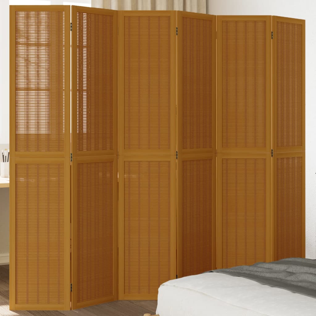 vidaXL Paraván, 6 panelov, hnedý, masívne drevo paulownie