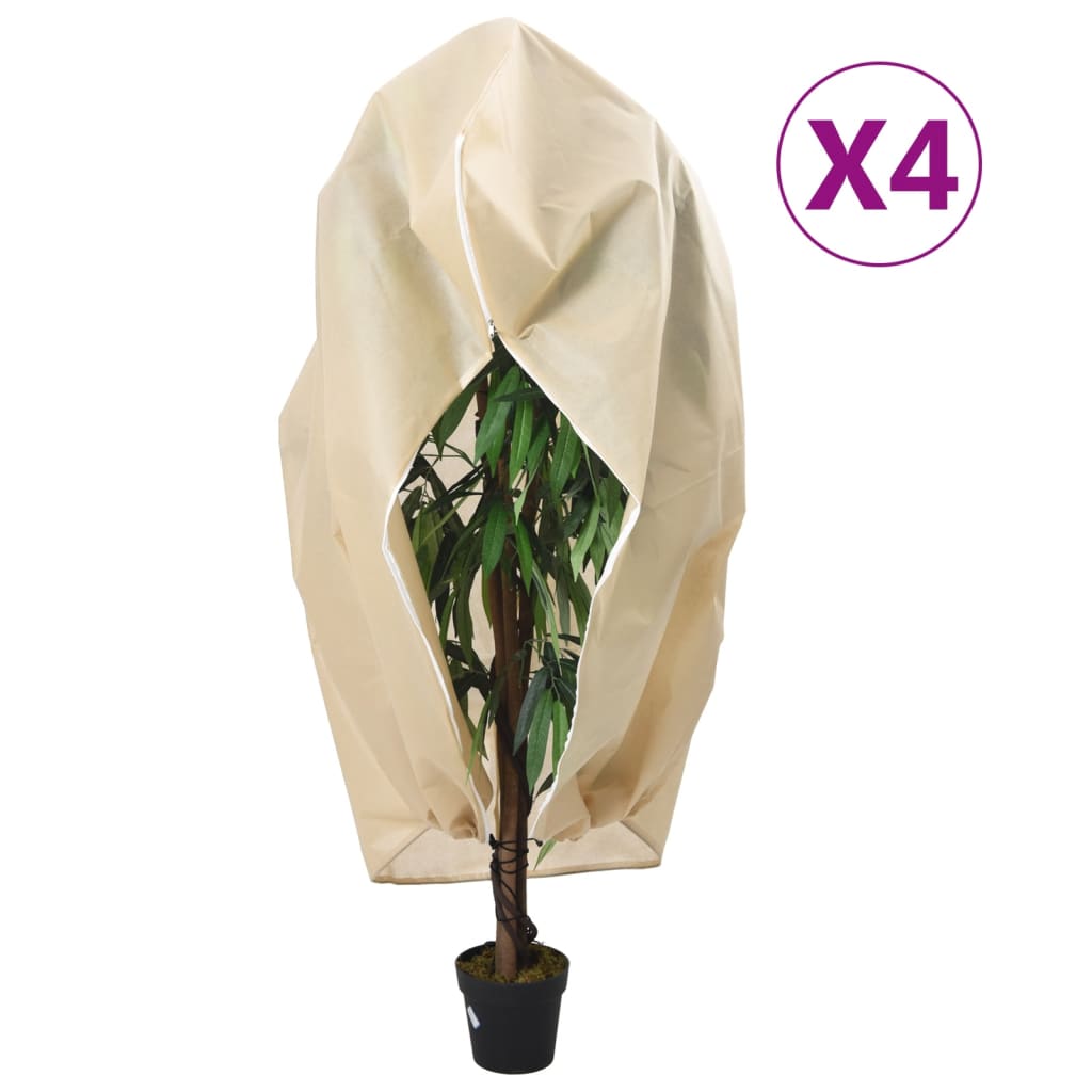 vidaXL Flísové kryty na rastliny so zipsom 4 ks 70 g/m² 1x1,55 m