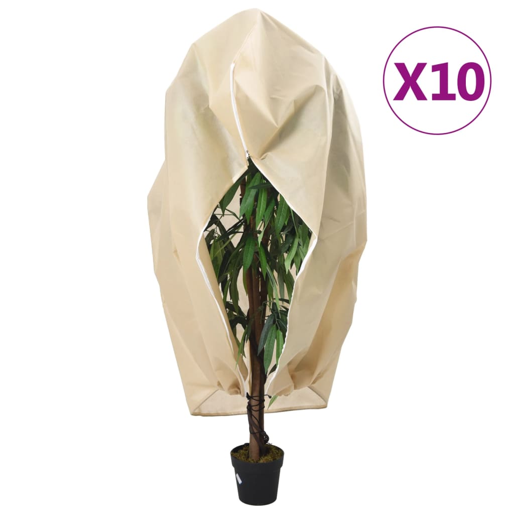 vidaXL Flísové kryty na rastliny so zipsom 10 ks 70 g/m² 1,55x1,55 m