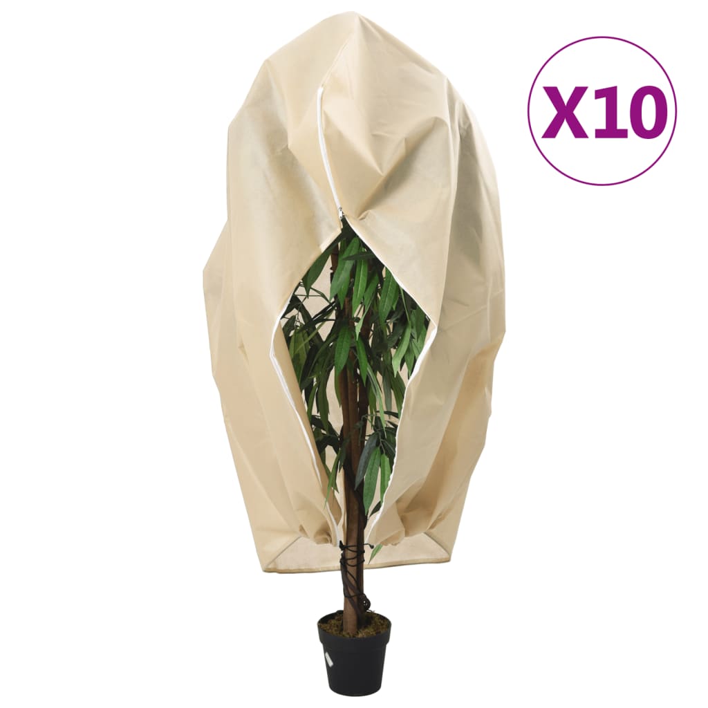 vidaXL Flísové kryty na rastliny so zipsom 10 ks 70 g/m² 1,2x1,8 m