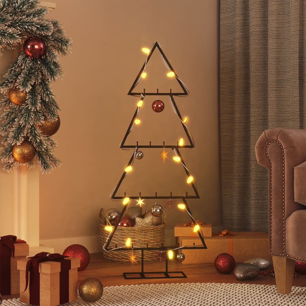 vidaXL Kovový vianočný dekoratívny stromček čierny 125 cm