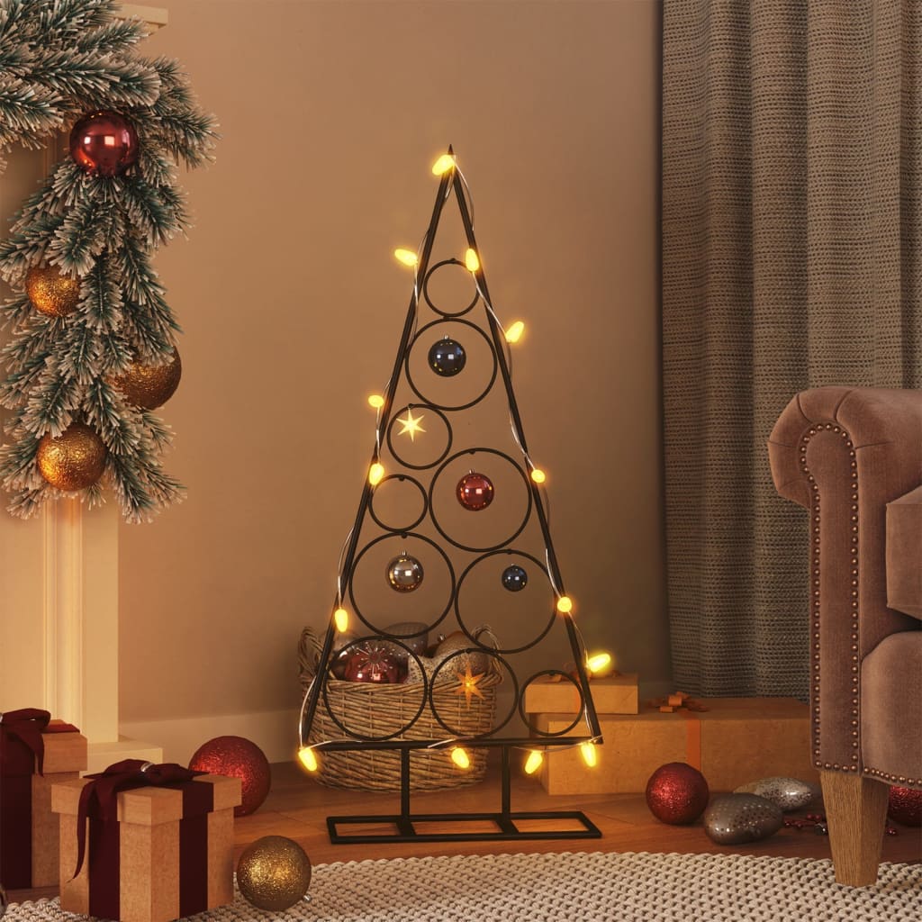 vidaXL Kovový vianočný dekoratívny stromček čierny 90 cm