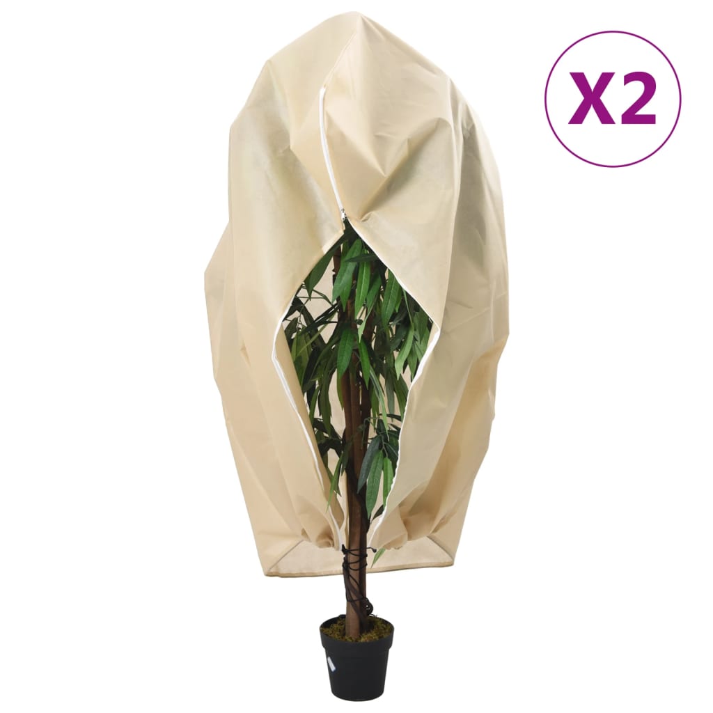 vidaXL Flísové kryty na rastliny so zipsom 2 ks 70 g/m² 1,55x1,55 m