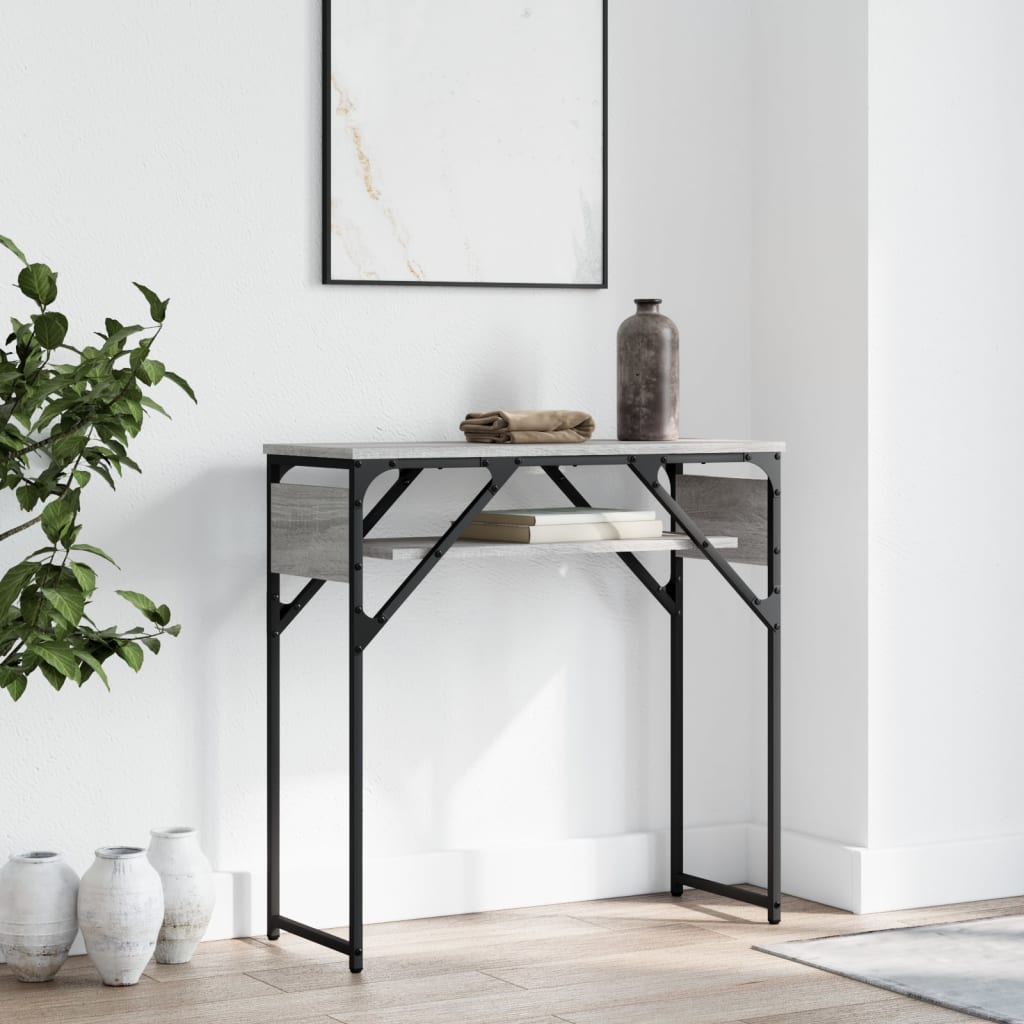 vidaXL Konzolový stolík s policou sivý sonoma 75x30x75 cm komp. drevo