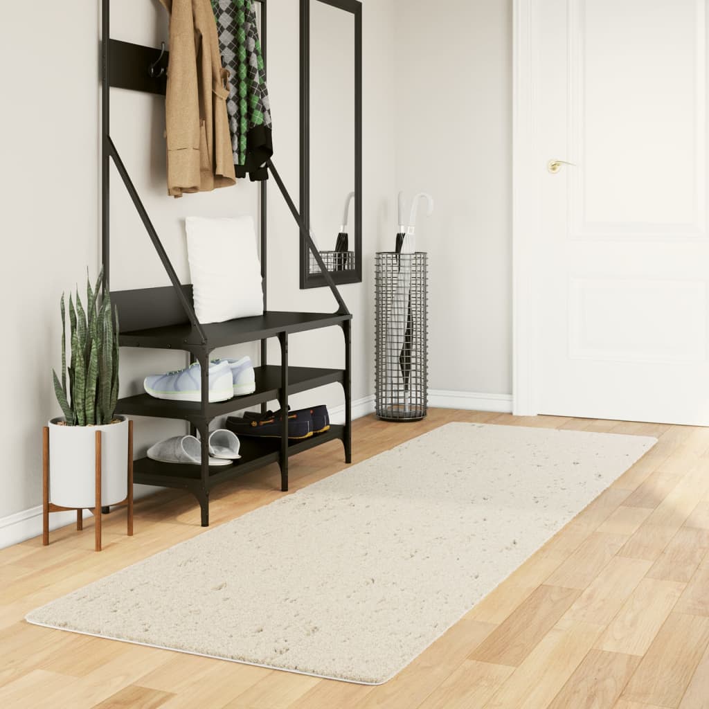 vidaXL Chlpatý koberec vysoký vlas moderný krémový 80x250 cm