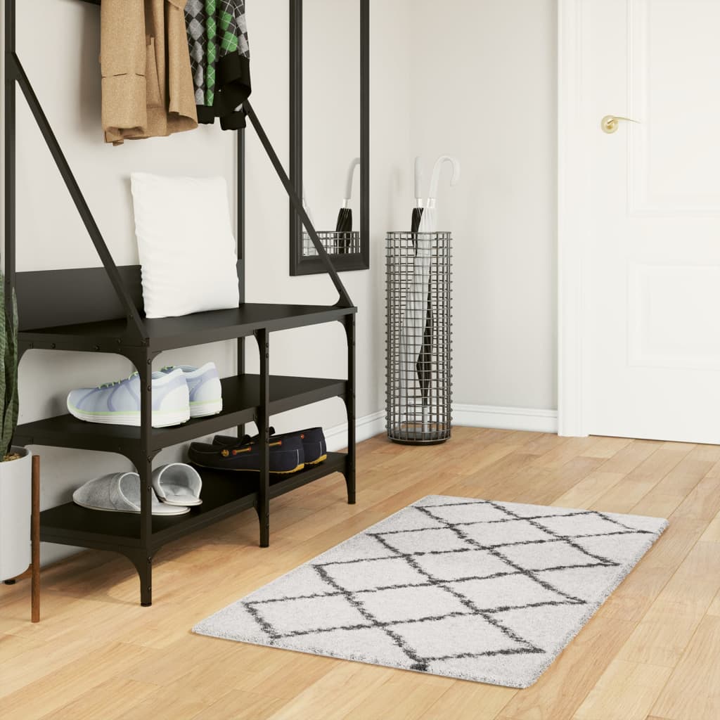 vidaXL Chlpatý koberec vysoký vlas moderný krémovo-čierny 60x110 cm