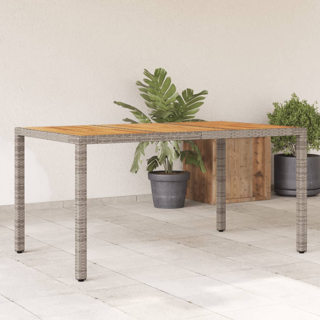 vidaXL Záhradný stôl s akáciovou doskou sivý 150x90x75 cm polyratan