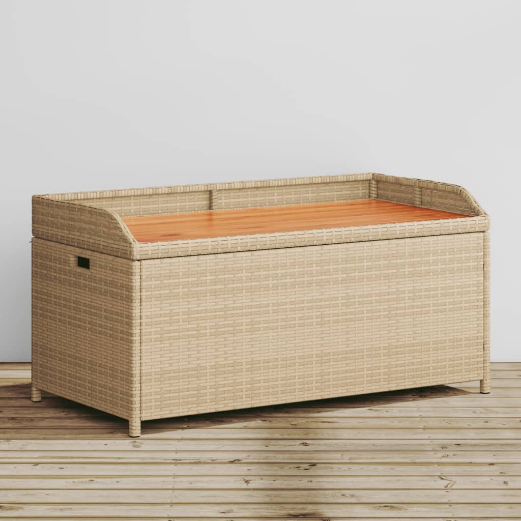 vidaXL Úložná lavica mix béžovej 100x50x52 cm polyratan akáciové drevo