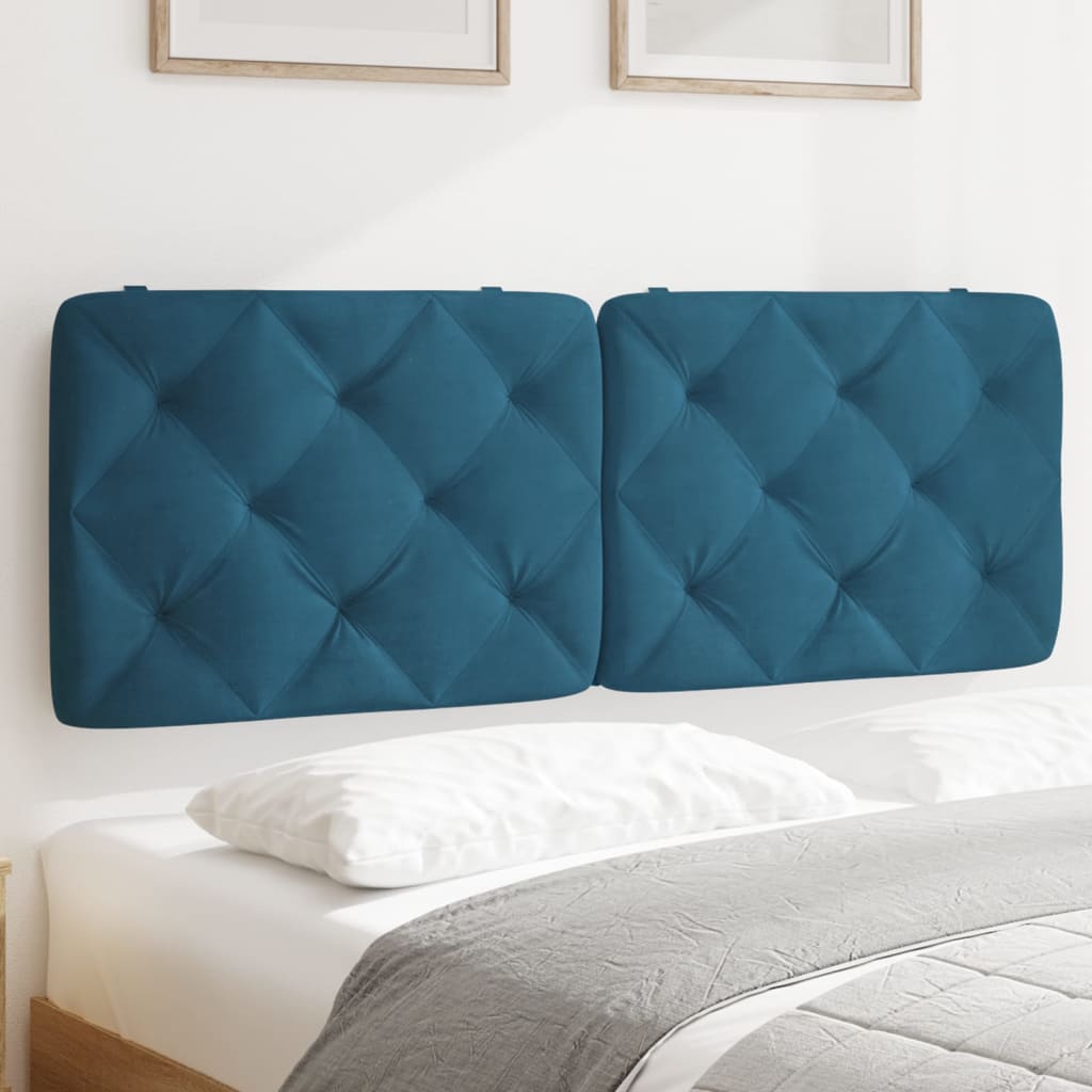 vidaXL Panel na čelo postele modrý 120 cm zamat