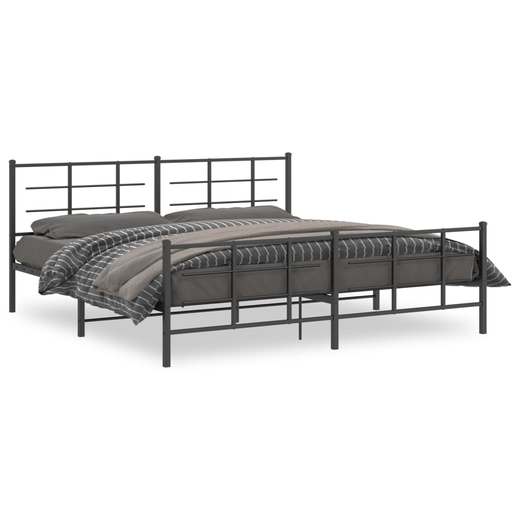 vidaXL Kovový rám postele s čelom a podnožkou čierny 193x203 cm