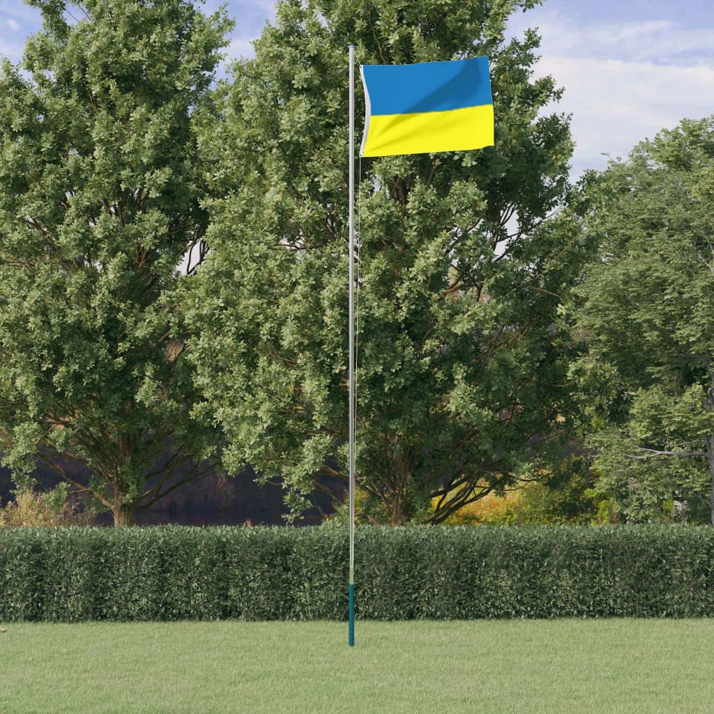 vidaXL Ukrajinská vlajka s mosadznými priechodkami 90x150 cm