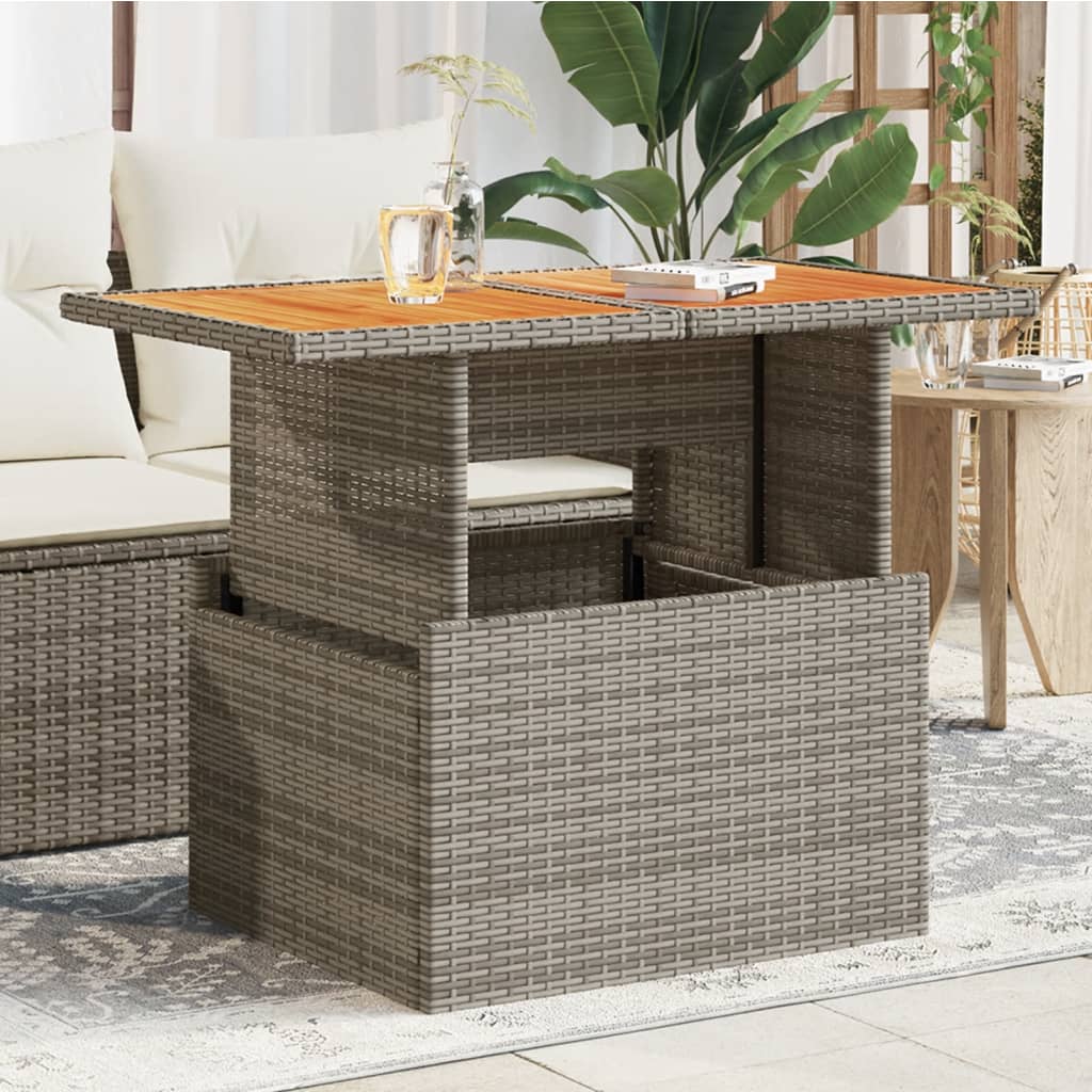 vidaXL Záhradný stôl sivý 100x55x73 cm polyratan a akáciové drevo